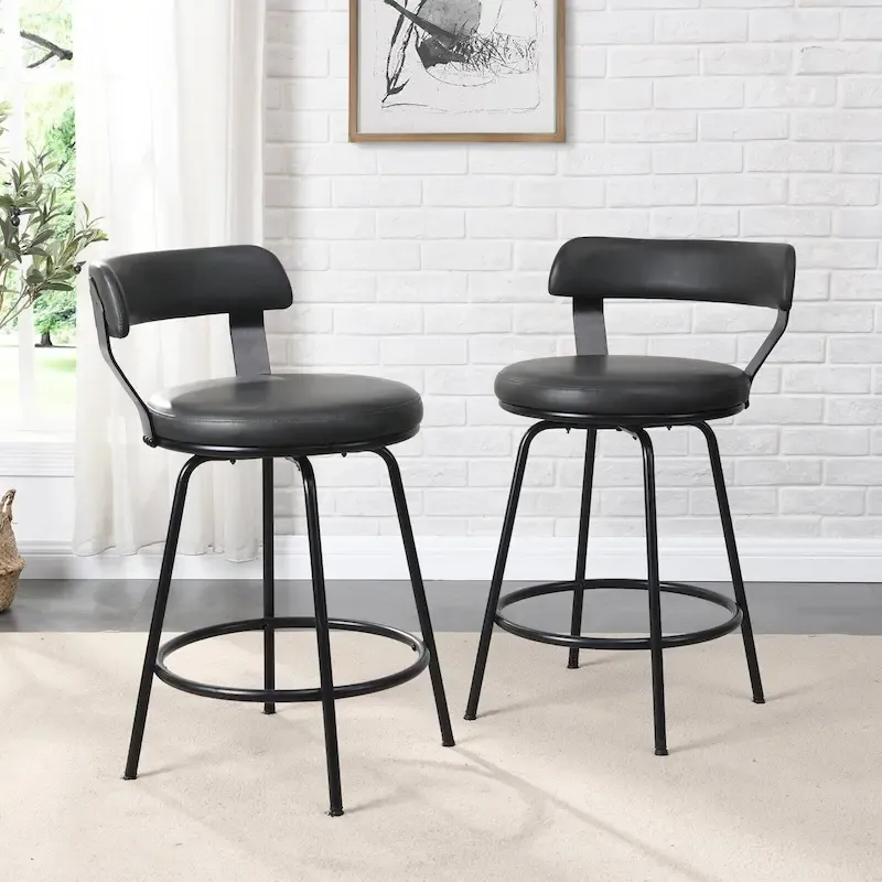 Hausfame Metal Counter Height Industrial Swivel Bar Stools