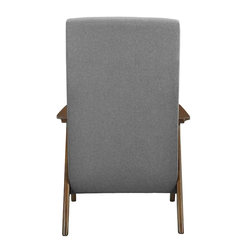 Mary 32 Inch Accent Chair Armchair, Light Gray Polyester Linen, Solid Wood