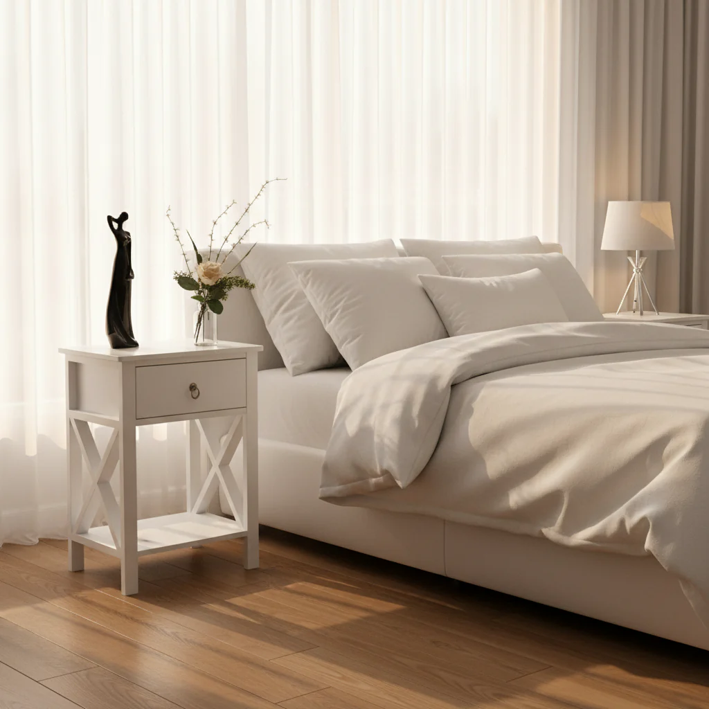 Simple Bedroom Bedside Table With Drawer