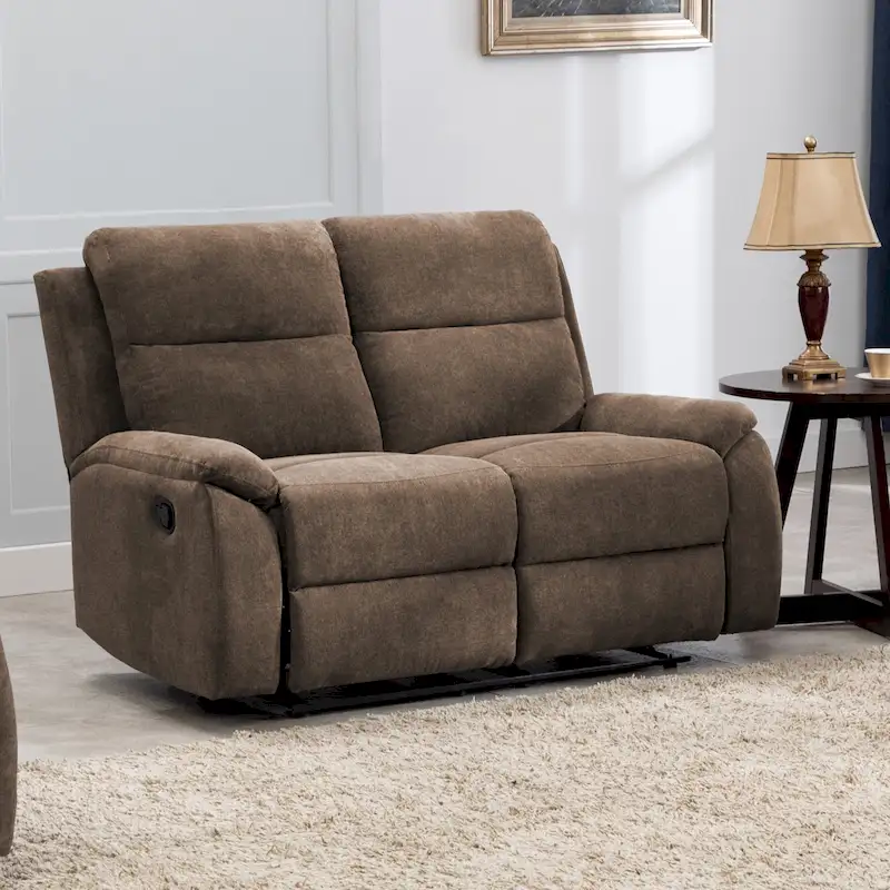 Brown / Grey Fabric Reclining Loveseat, 2-Seater
