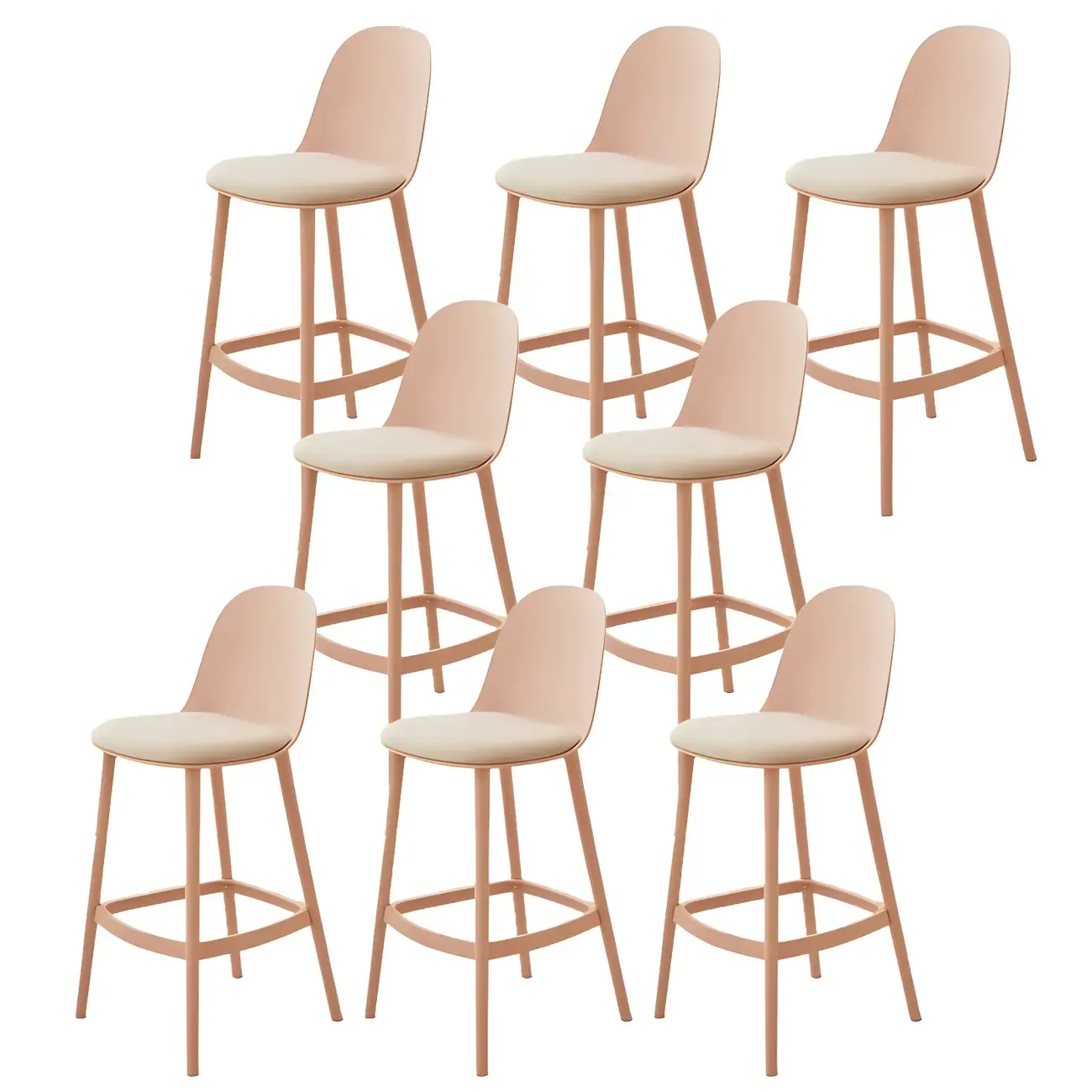 Modern Plastic Upholstered Bar Stool with Footrest
