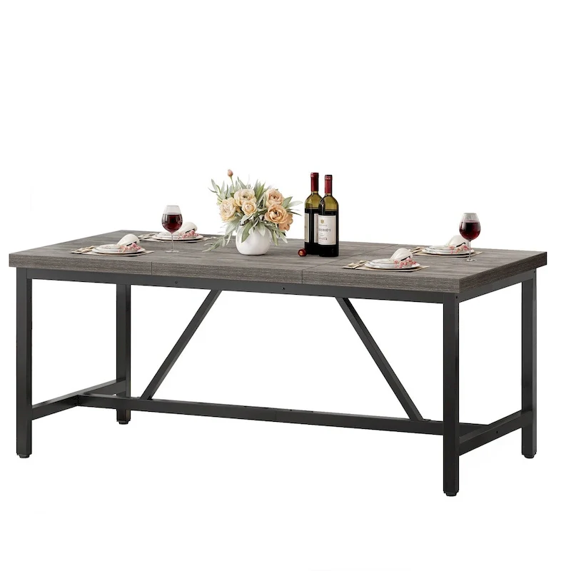 Moasis 70 Large Rustic Dining Room Table Seat up to 8 People for Dining Room