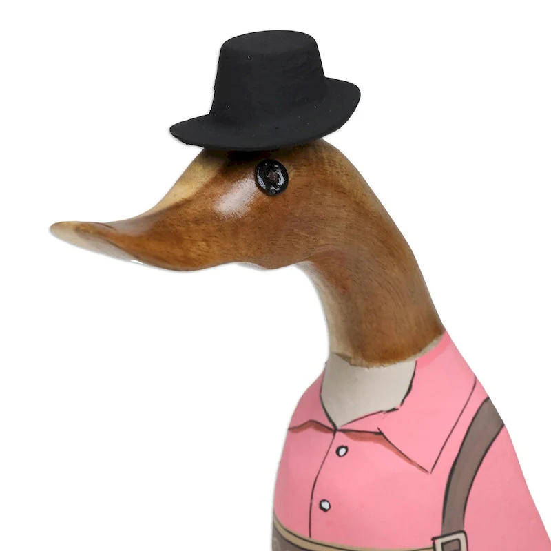 Novica Handmade Mister Duck In October Bamboo Root And Teak Wood Figurine