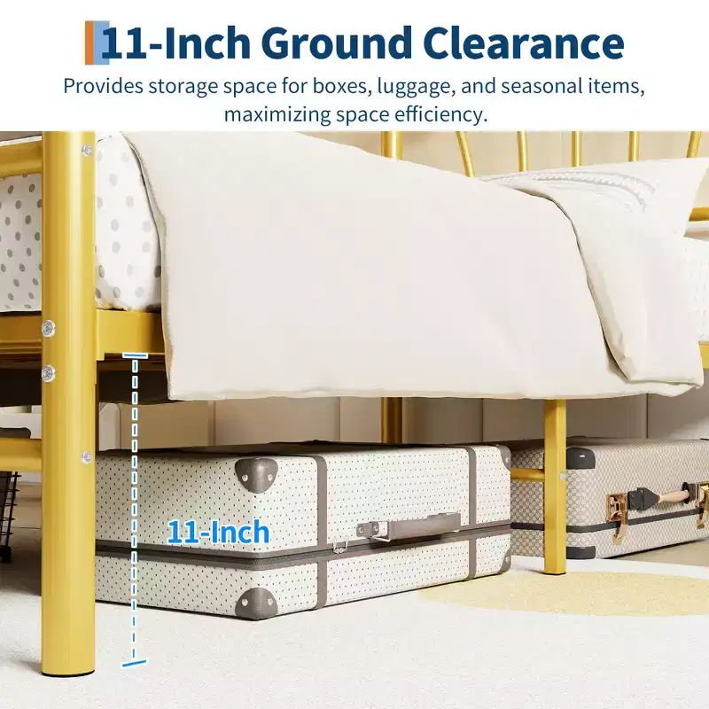 Twin Size Metal Bed Frame, Twin Bed Frames for Girls, Twin Platform Bed with Heart-Shaped Design Headboard&Footboard, No Box Spring Needed