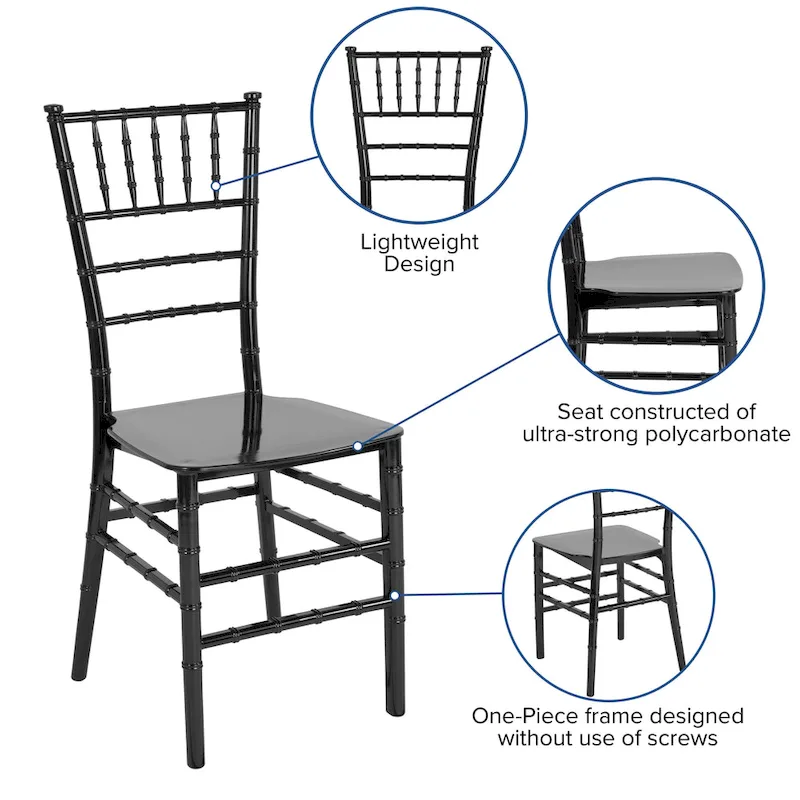 Resin Stackable Chiavari Chair - 15W x 18.75D x 35H - 15W x 18.75D x 35H