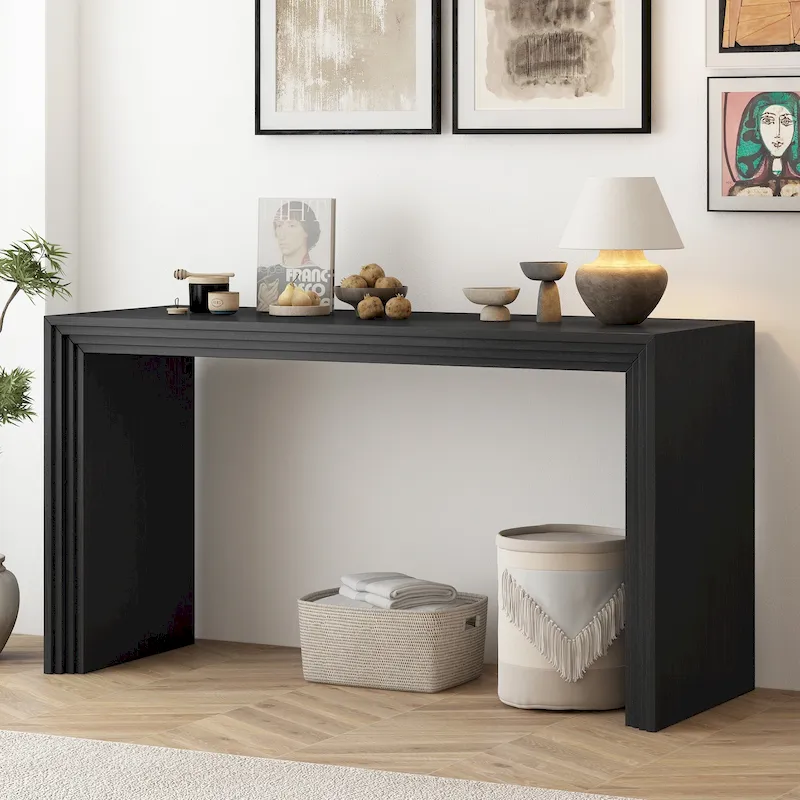 Modern Style Console Table made of Paulownia Solid Wood Veneer,Suitable for Foyer, Living Room, or Entryway