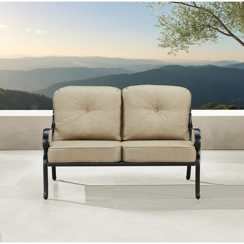 Black Aluminum Deep Seating Deep Seating Loveseat with Cushions