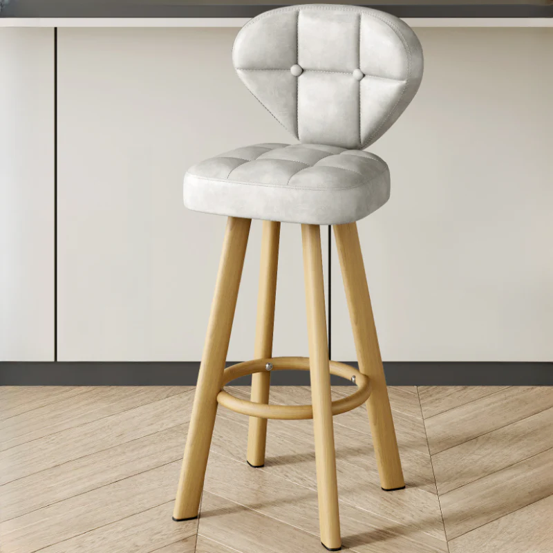 Modern Tufted Counter Height Bar Stools with Metal Footrest