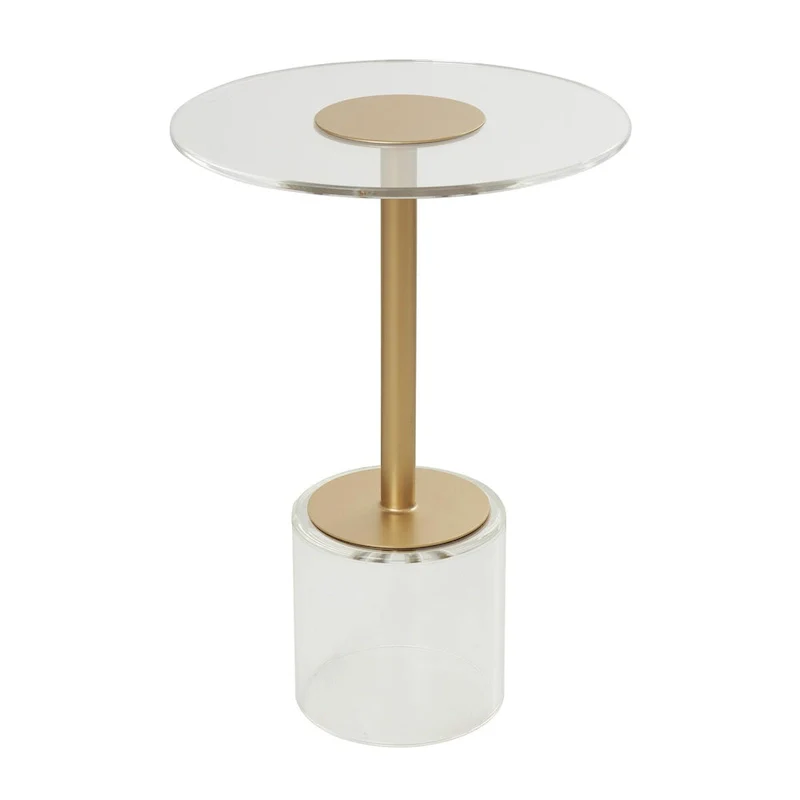 Plastic Side End Accent Table with Elevated Base and Gold Stand - Clear