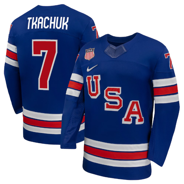 USA Hockey Brady Tkachuk Royal 2026 Home Jersey