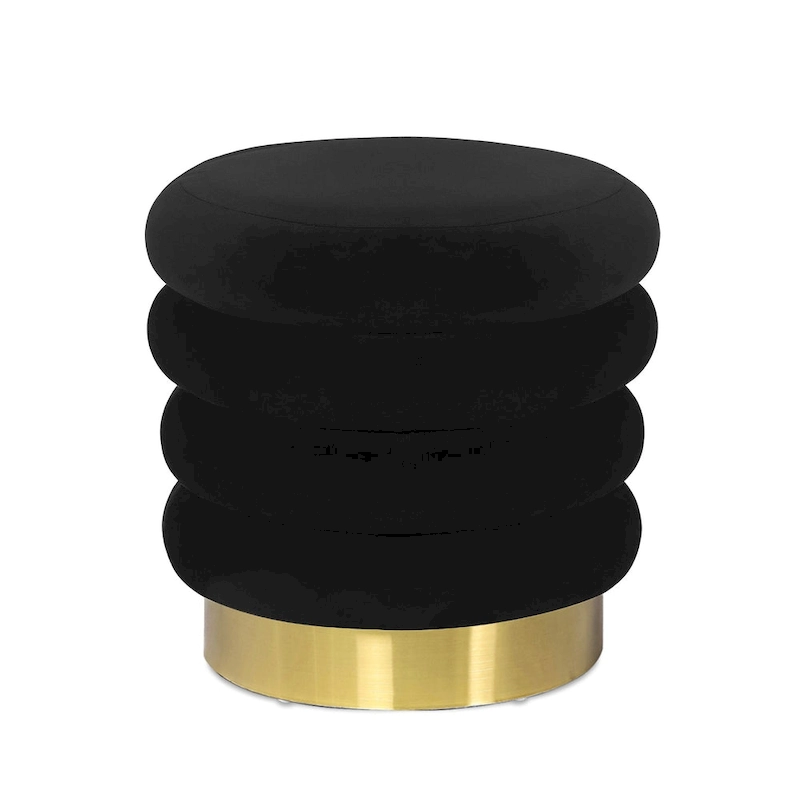 Adeco Round Velvet Ottoman Upholstered Foot Stool