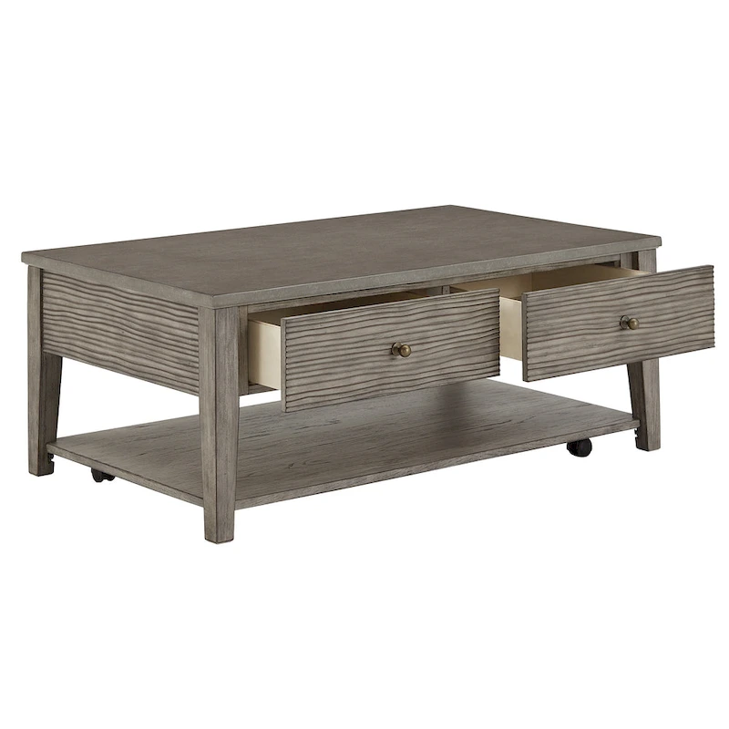 Coober Antique Grey Finish Grey Fiber Cement Table with Shelf by iNSPIRE Q Modern