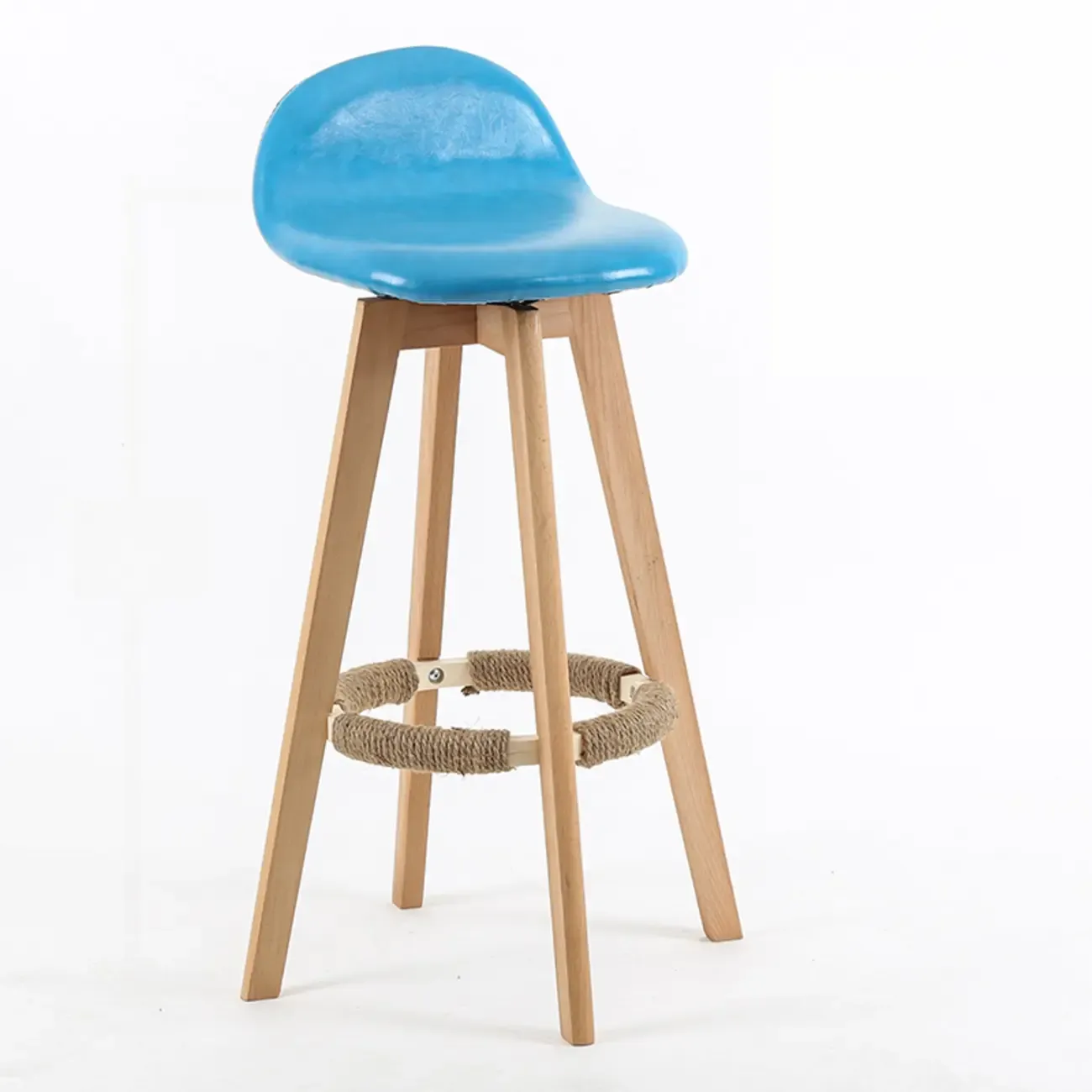 Scandinavian Wood Plush Seat Comfy Design Bar Stool