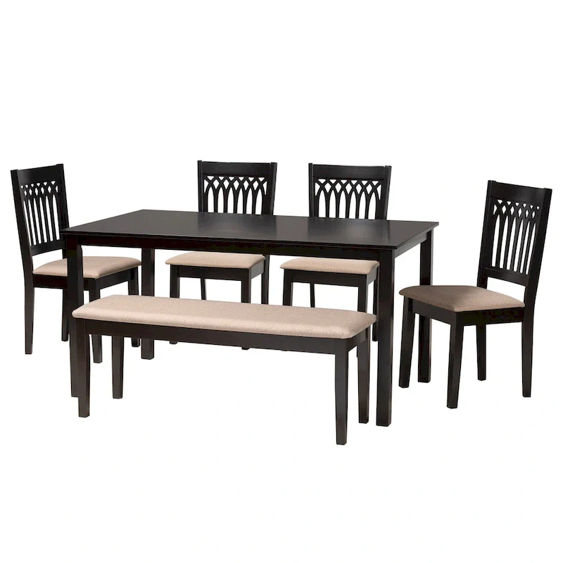 Modern Fabric and Wood Dining Set