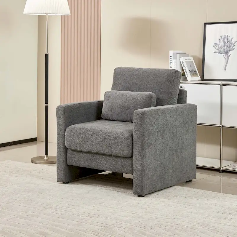 Upholstered Chenille Accent Chair with Armrests