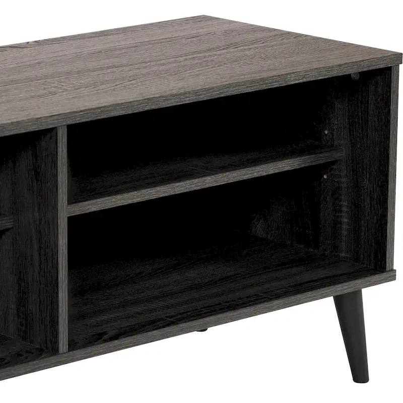 Brown/Grey & Grey TV Bench with Open Shelves, Fits TVs up to 85