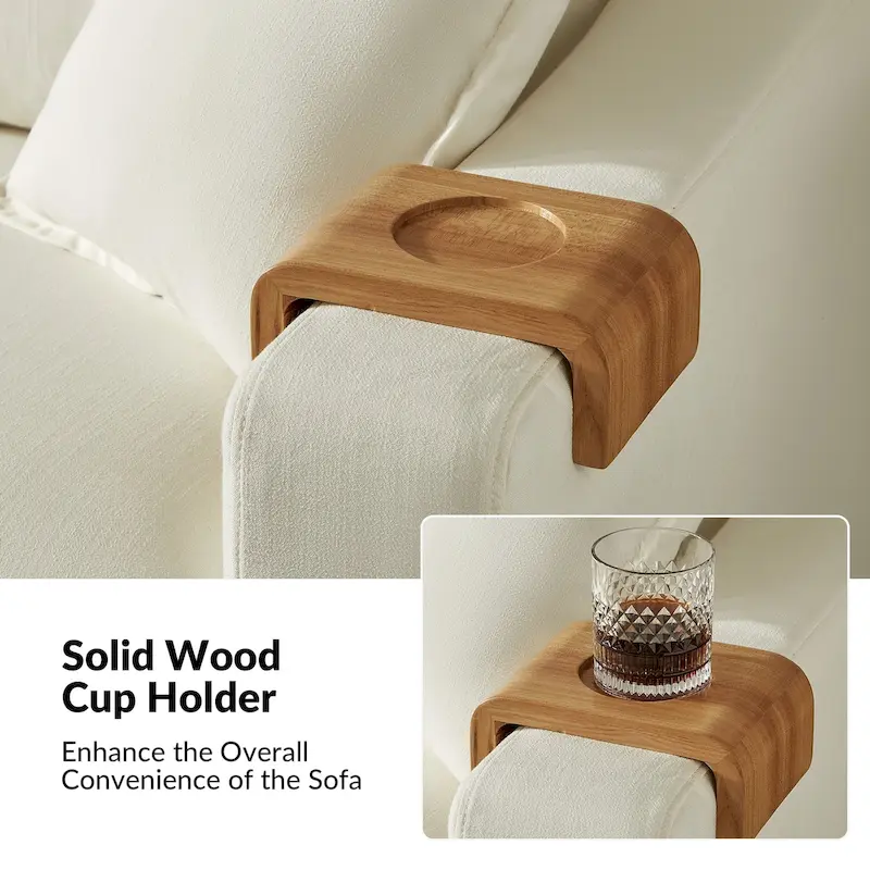 Elias Modern Slipcovered Sofa with Cup Holder and Reversible Cushions by HULALA HOME