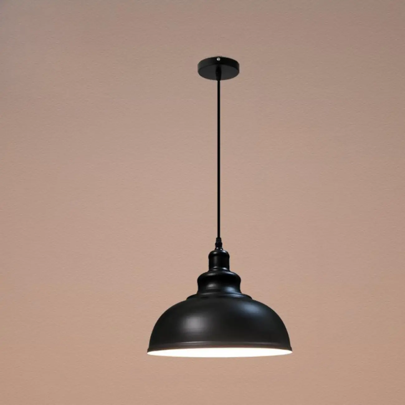 Industrial Adjustable Black Round Pendant light