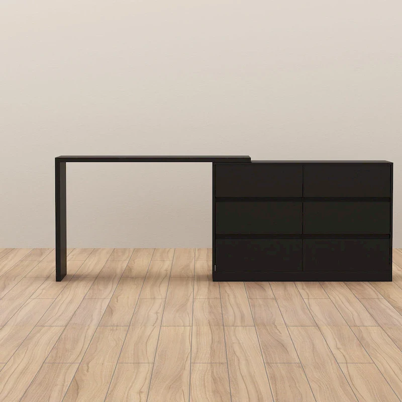 Timechee Home Rotating Dresser and Desk 6 Drawer Dresser Vanity Makeup