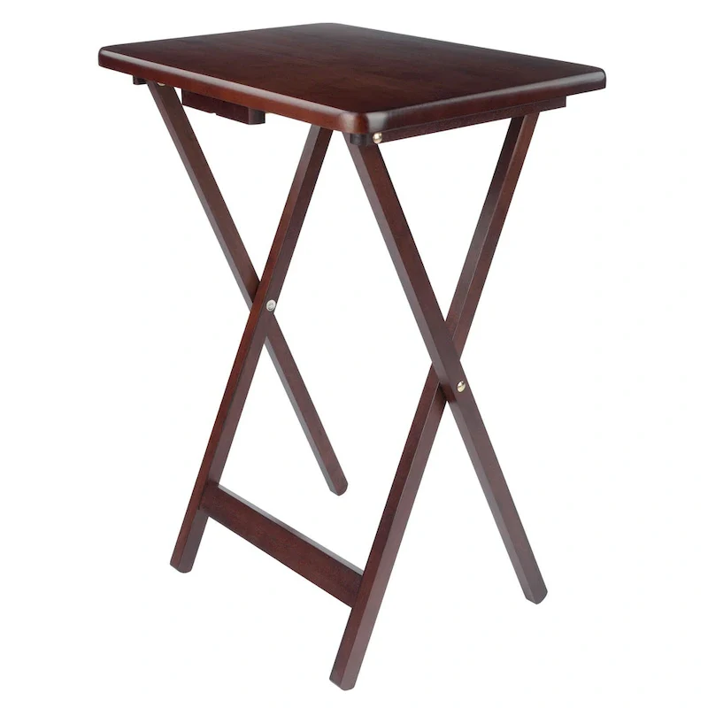 Set of 4 Rich Antique Walnut Folding Single Snack Tables 25.75