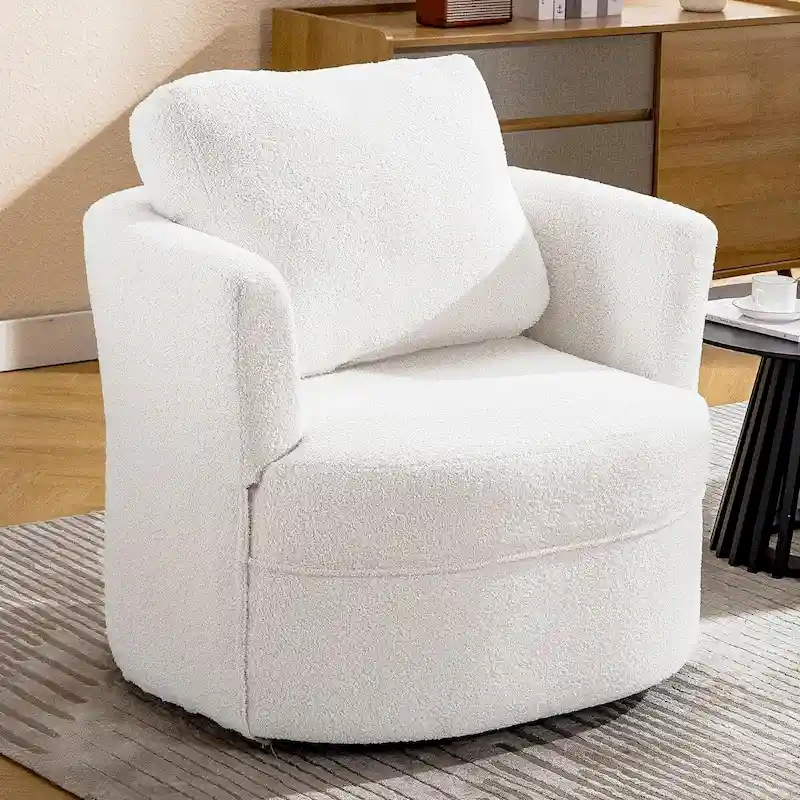 Swivel Accent Barrel Chair Round Arm Chair with Pillow