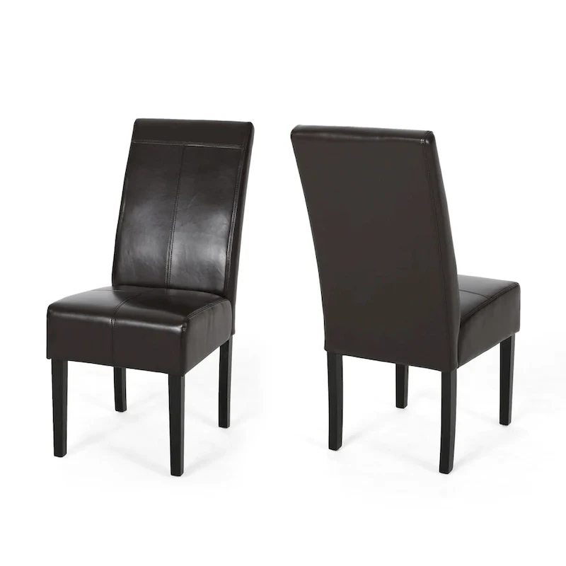 Brown Upholstered T-Stitch Dining Chair, Set of 2