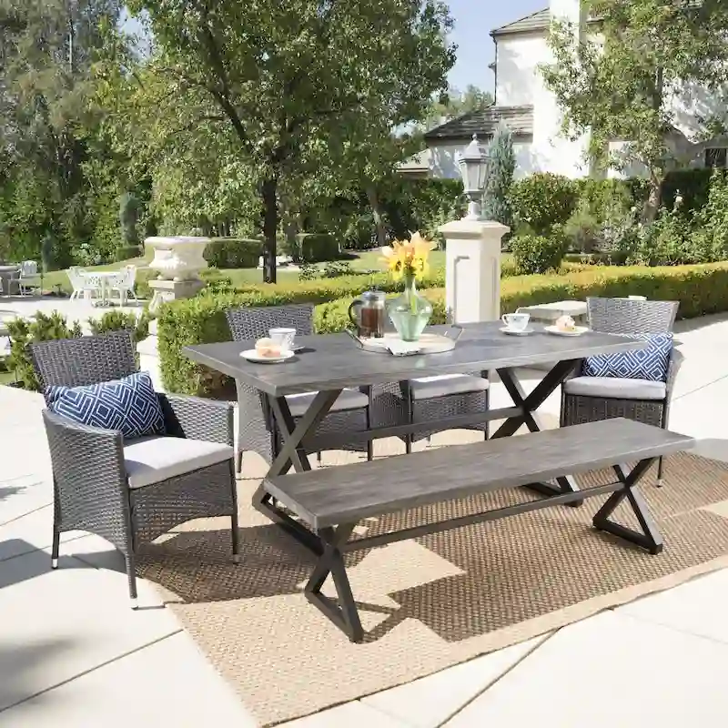 Owen Aluminum Wicker Outdoor 6-piece Dining Set by Christopher Knight Home