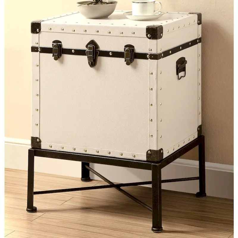 Traveler Design Trunk Style Accent StorageTable with Metal Frame