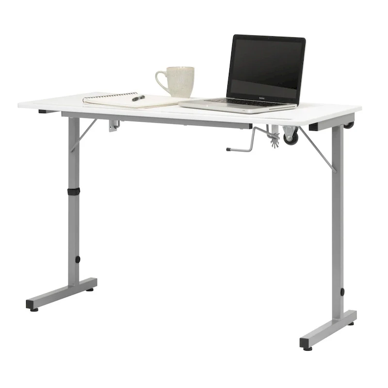 Rollaway II Sewing Table Silver/White Portable Folding Rolling