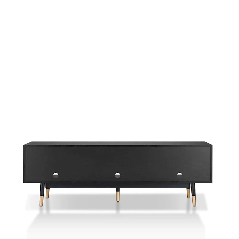 Mid-Century Modern Black 71-inch 3-Shelf TV Console