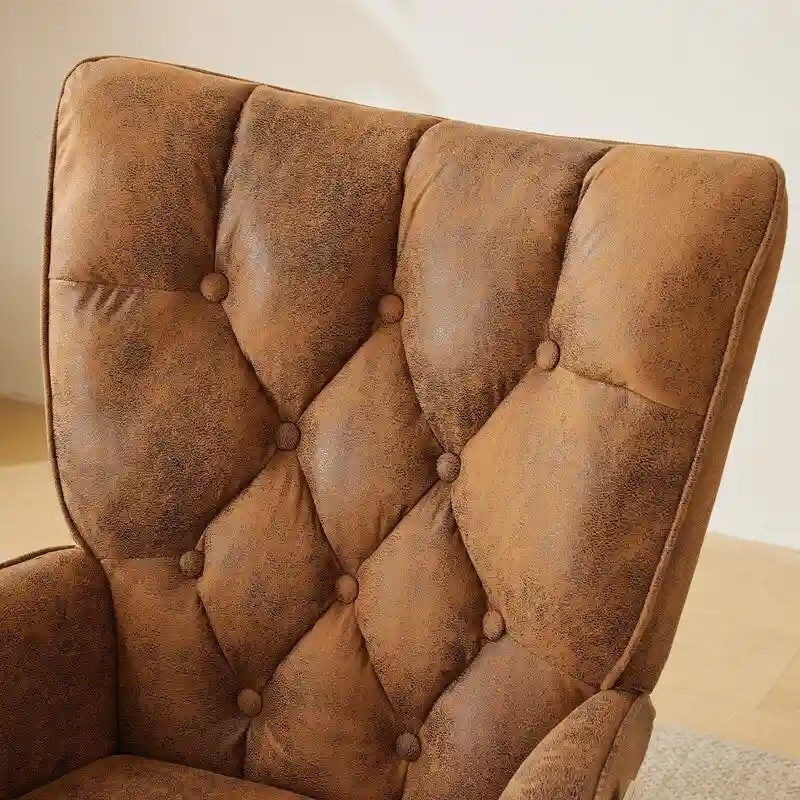 Rocking Chair Nursery, Upholstered Glider Rocker with High Backrest