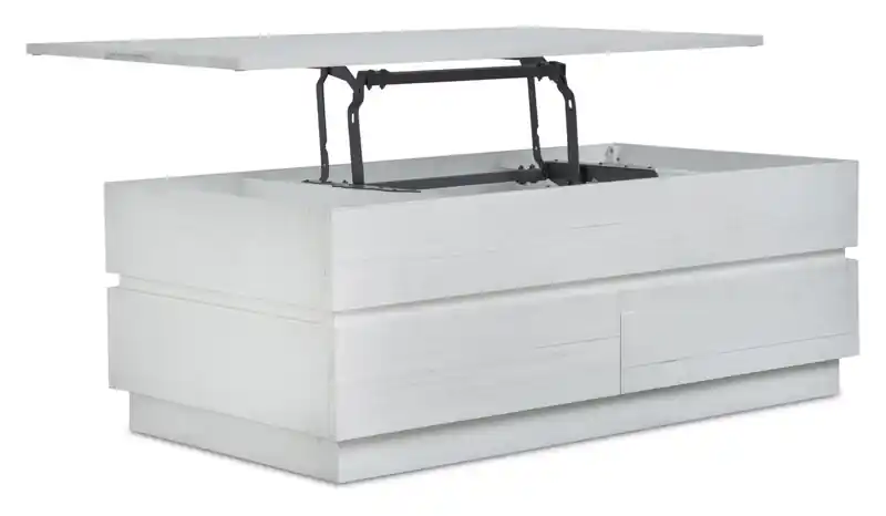 Emir 48 Modern Lift Top Coffee Table with Storage - Alabaster White Wood
