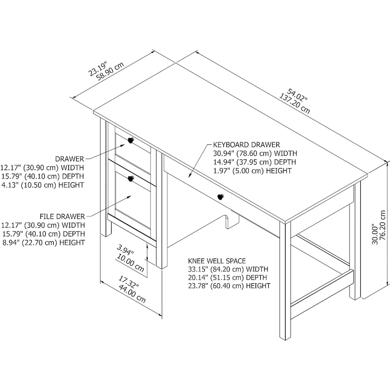 Mayfield 54W Computer Desk with Drawers by Bush Furniture