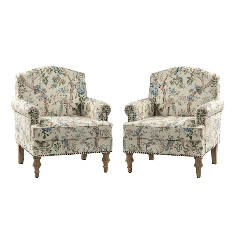Yahweh Farmhouse Nailhead Armchair with Rolled Arms by HULALA HOME(Set of 2)