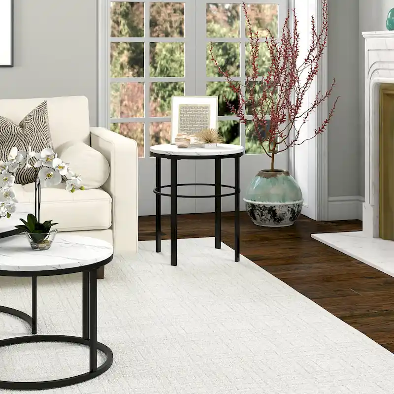 Gaia 20 Wide Round Side Table with Faux Marble Top