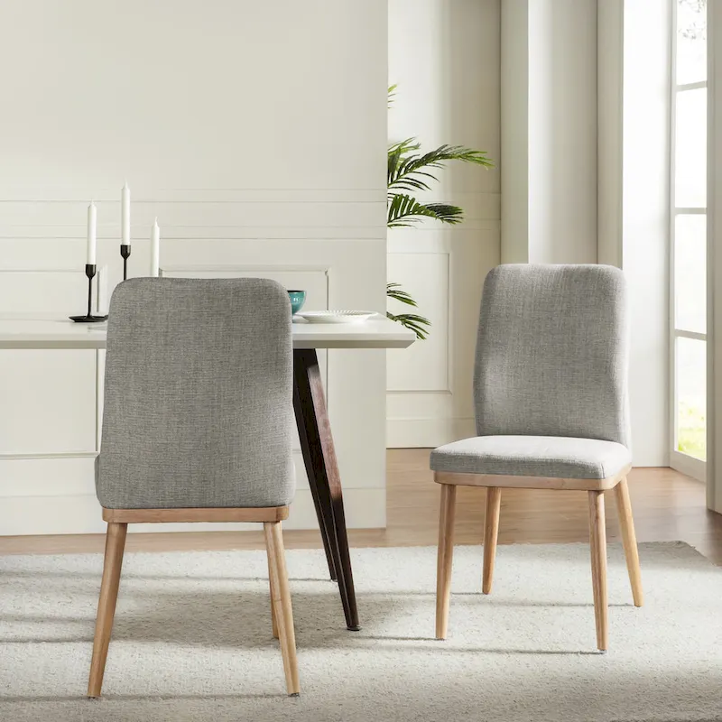Emilia Mid-century Modern Upholstered Dining Chair Set of 2 by HULALA HOME