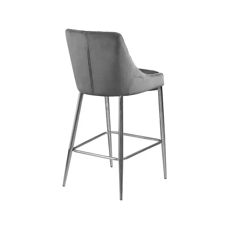 Meridian Furniture,Karina Grey Velvet Stool, Set of 2