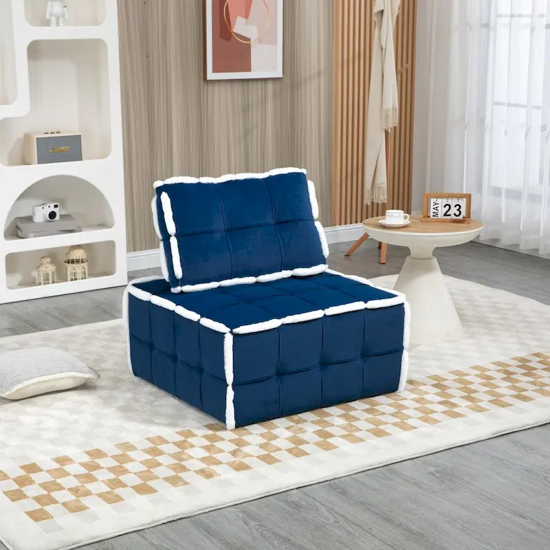 Upholstered Deep Seat Armless Chair Accent Single Lazy Sofa Lounge