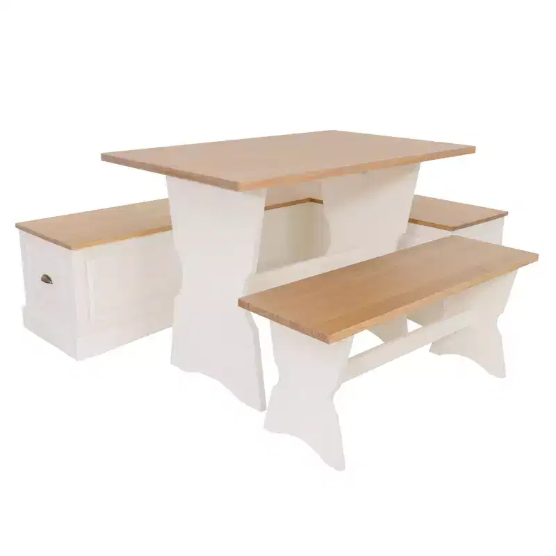 Linon Colby Backless Nook Dining Set White Honey
