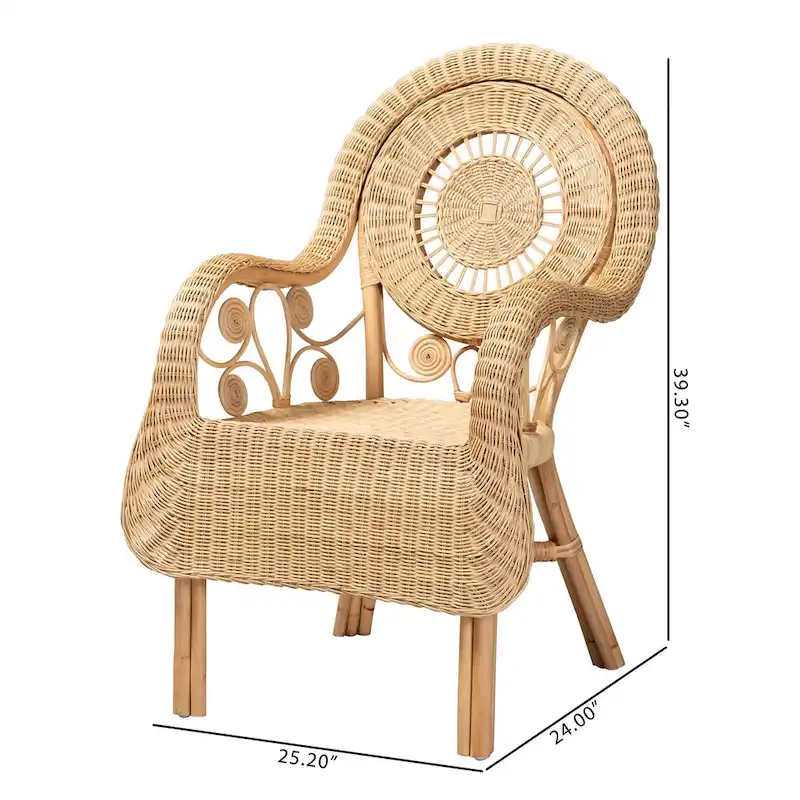 Putri Modern Bohemian Natural Rattan Arm Chair