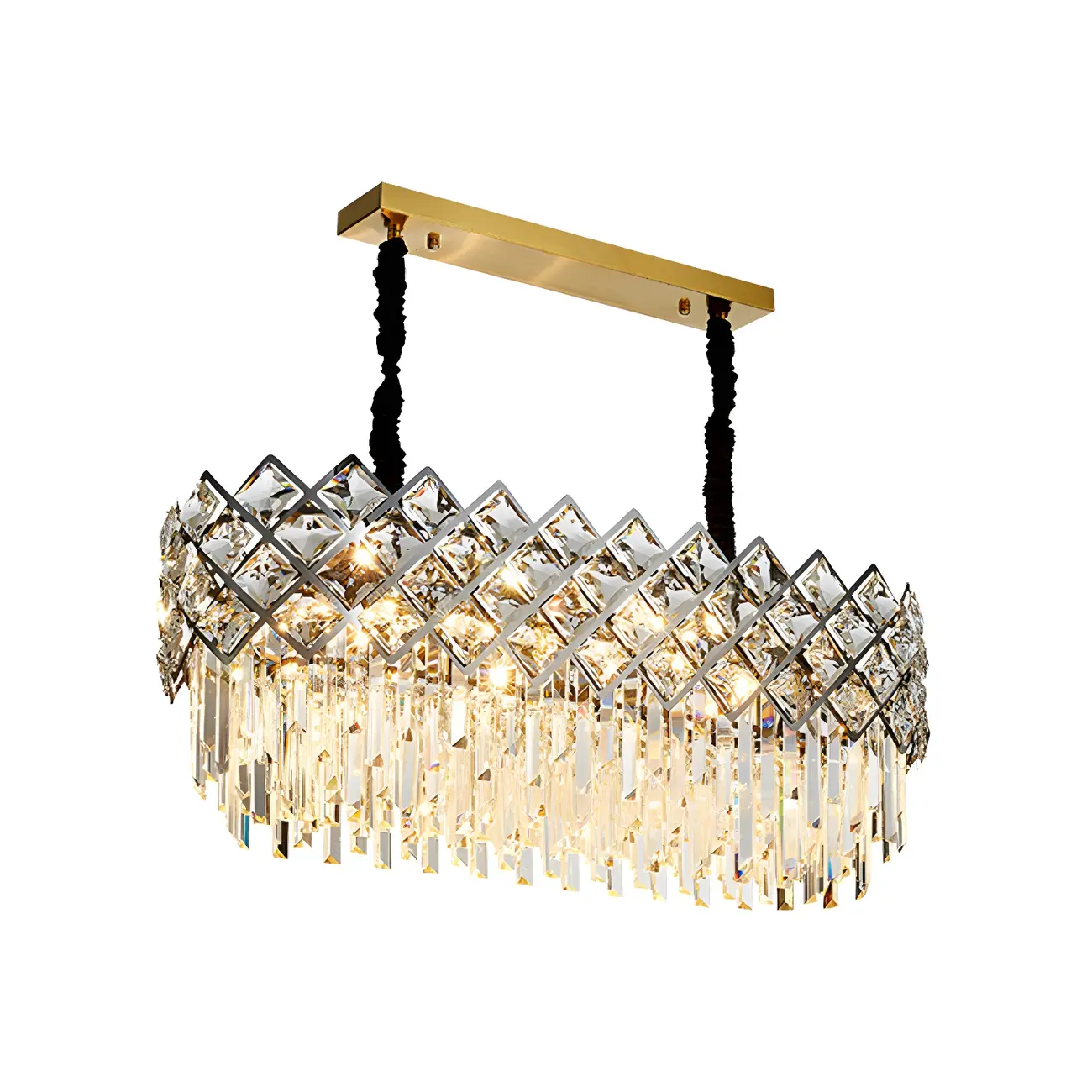 Kitchen Modern Crystal Oval Island Pendant Light