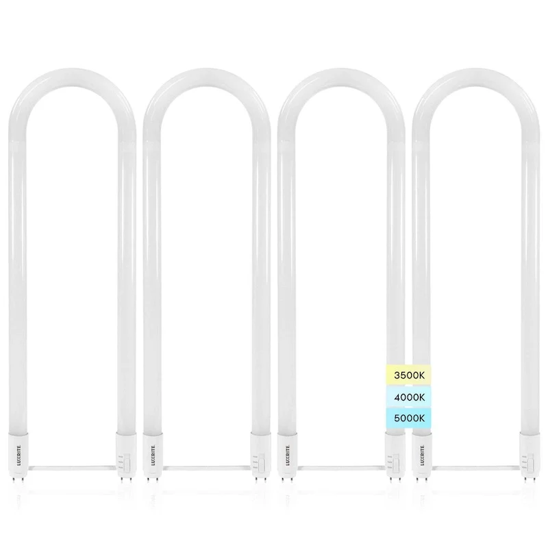 Luxrite U Bend LED Tube Light, T8 T12, 17.5W, 3 CCT, 2100 Lumens Direct or Ballast Bypass UL Listed G13 Base 4-Pack