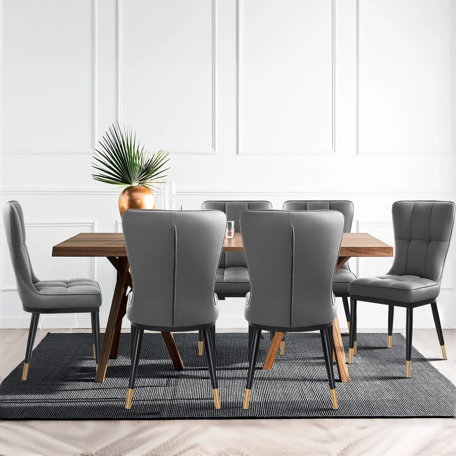 Faux Leather Upholstered Dining Chairs Set of 2/4