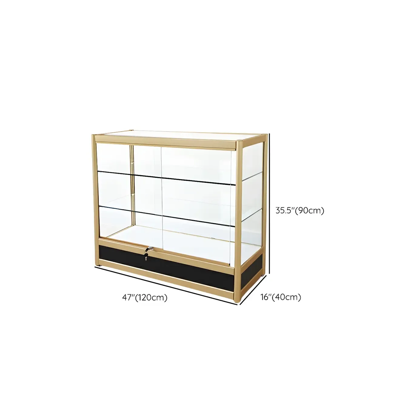 Gold Rectangular Metal Frame Glass Curio Cabinet