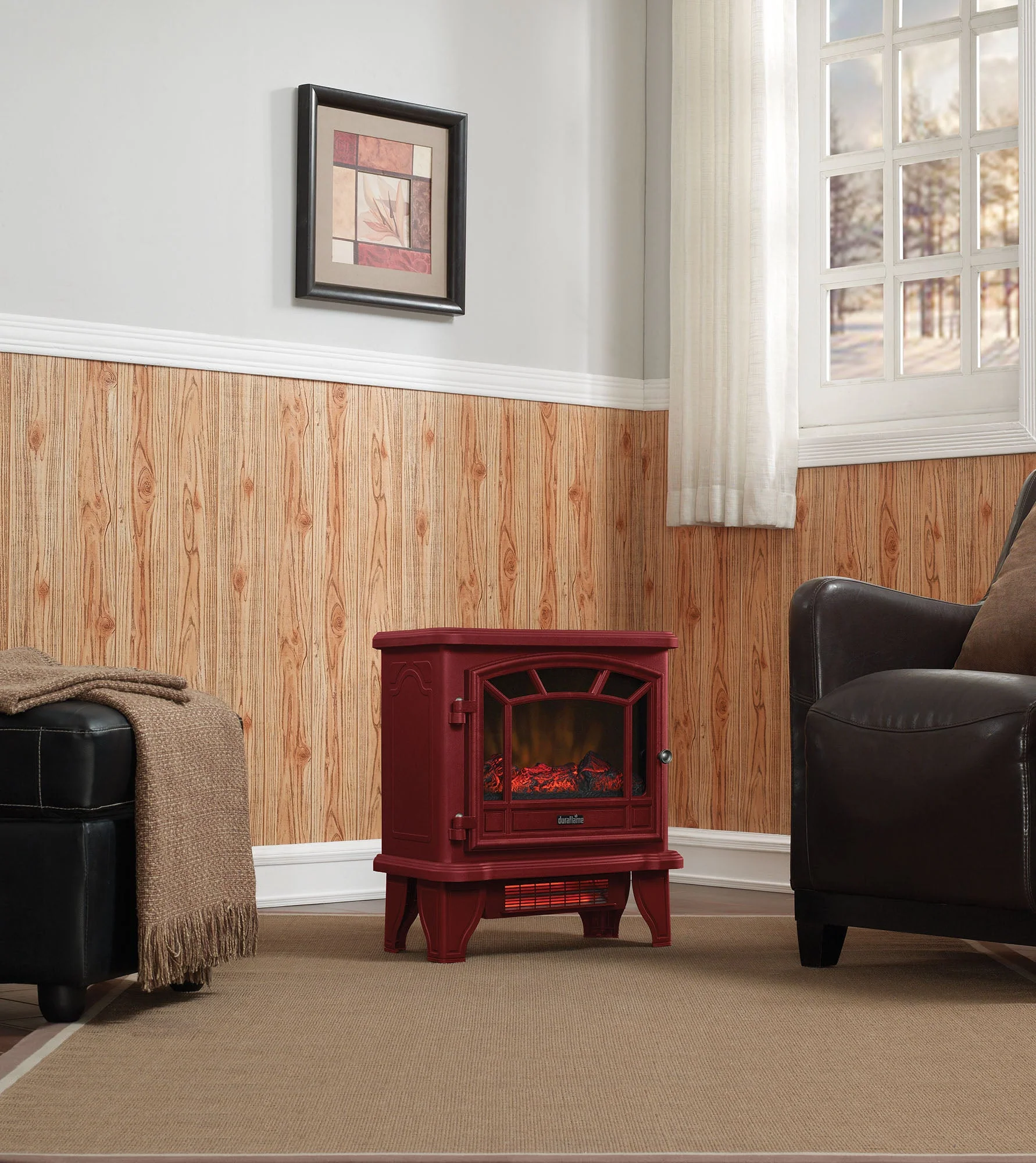 duraflame? Electric Fireplace Stove Heater with Temperature Dial