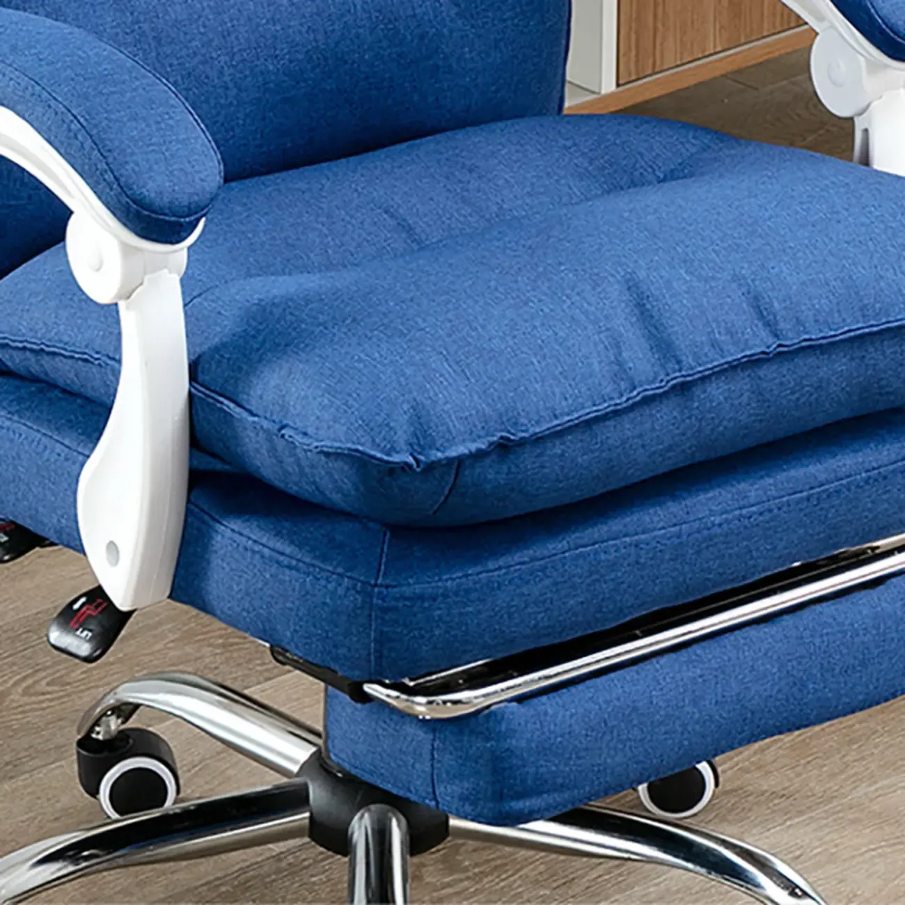 Modern Grey Fabric Office Chair with Footrest