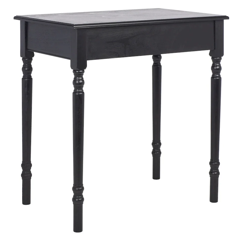 Classic 1-Drawer Writing Desk with Turned Legs & Rich Brown Top