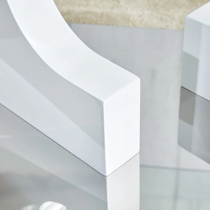 47.2 Modern Rectangular Coffee Table with Tempered Glass Tabletop and MDF Legs