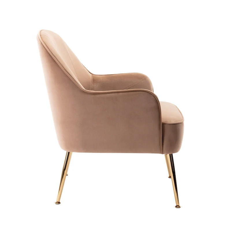 Velvet Upholstered Accent Chair with Gold Chrome Legs