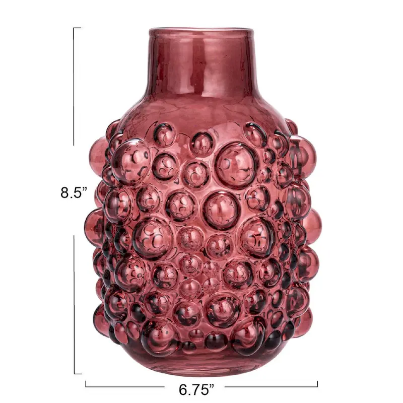 Glass Vase with Raised Dots